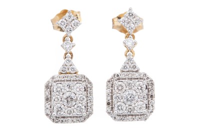 Lot 449 - PAIR OF DIAMOND DROP EARRINGS