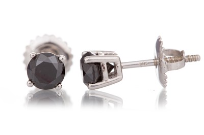 Lot 453 - PAIR OF BLACK MOISSANITE STUD EARRINGS