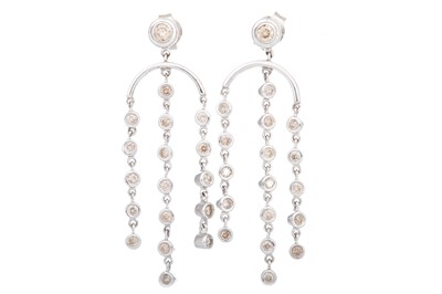 Lot 457 - PAIR OF  DIAMOND DROP EARRINGS