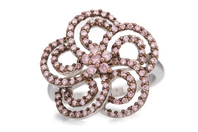 Lot 584 - PINK DIAMOND FLOWER RING