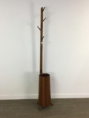 Lot 353 - TEAK COAT STAND AND MIRROR
