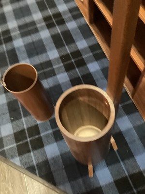 Lot 353 - TEAK COAT STAND AND MIRROR