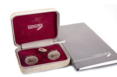 Lot 25 - CONCORDE, PAIR OF SILVER CUFFLINKS AND PIN