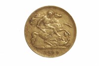 Lot 540 - GOLD HALF SOVEREIGN DATED 1899