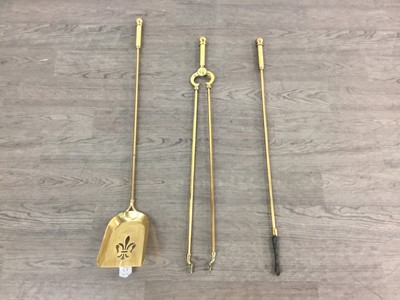 Lot 389 - SET OF BRASS FIRE IRONS