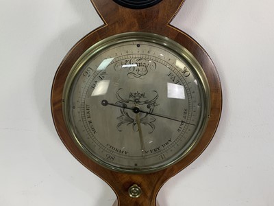 Lot 588 - RIVA & CO., MAHOGANY WHEEL BAROMETER AND THERMOMETER