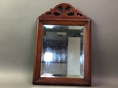 Lot 411 - SMALL VICTORIAN BEVELLED WALL MIRROR