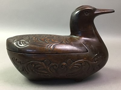 Lot 414 - TWO CARVED WOOD MODELS OF BIRDS