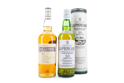 Lot 199 - LAPHROAIG 10 YEAR OLD AND CRAGGANMORE 12 YEAR OLD 75CL