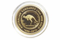 Lot 576 - GOLD PROOF AUSTRALIA COIN 1/4 OZ DATED 2014 in...