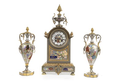 Lot 589 - GOOD FRENCH JAPONISME CLOCK GARNITURE