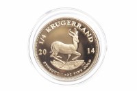 Lot 581 - GOLD PROOF 1/4 OZ KRUGERRAND DATED 2014 in...