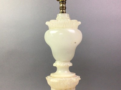 Lot 665 - EARLY 20TH CENTURY ALABASTER COLUMN TABLE LAMP