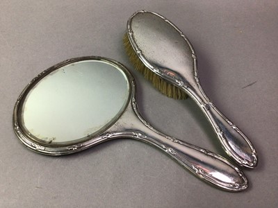 Lot 669 - SILVER HAND MIRROR AND HAIR BRUSH