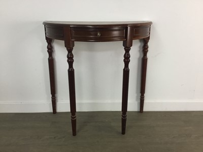 Lot 671 - MAHOGANY D-SHAPED HALL TABLE