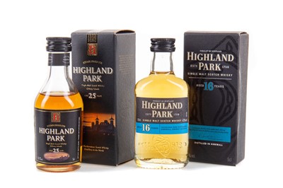 Lot 366 - 2 HIGHLAND PARK MINIATURES - 25 YEAR OLD AND 16 YEAR OLD