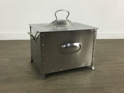 Lot 365 - ARTS & CRAFTS POLISHED PEWTER COAL BIN