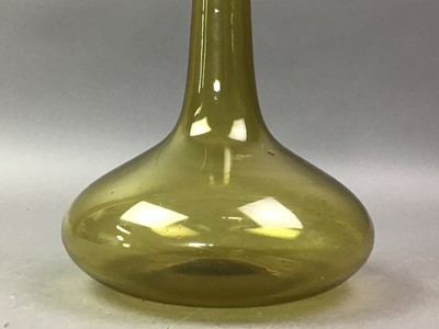 Lot 724 - THREE COLOURED GLASS SHIPS DECANTERS