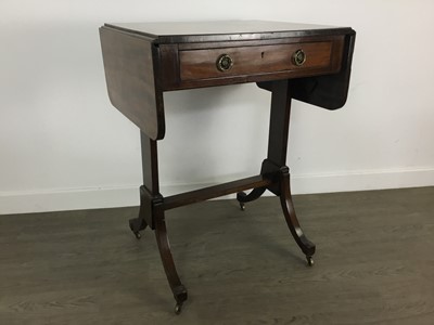 Lot 725 - MAHOGANY DROP LEAF NEEDLEWORK TABLE