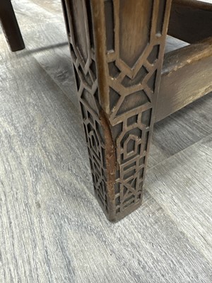 Lot 725 - MAHOGANY ELBOW CHAIR IN THE CHINESE CHIPPENDALE TASTE