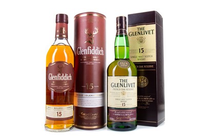 Lot 417 - GLENFIDDICH 15 YEAR OLD AND GLENLIVET 15 YEAR OLD