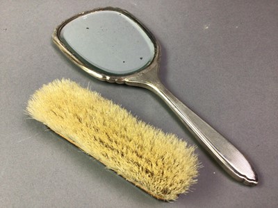 Lot 879 - SILVER HAND MIRROR AND BRUSH