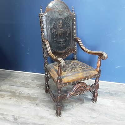 Lot 861 - VICTORIAN OAK ARMCHAIR