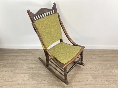 Lot 864 - VICTORIAN STAINED WOOD ROCKING CHAIR