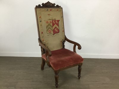 Lot 726 - VICTORIAN ROSEWOOD ARMCHAIR