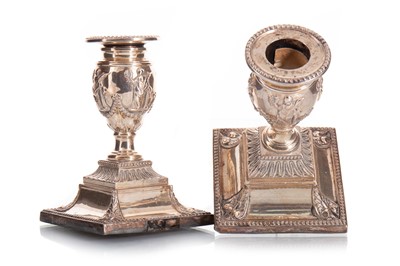 Lot 37 - PAIR OF VICTORIAN SILVER DWARF CANDLESTICKS