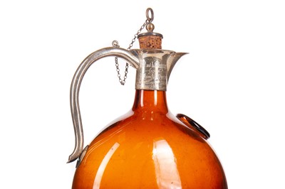 Lot 38 - VICTORIAN SILVER MOUNTED AMBER GLASS FLAGON DECANTER