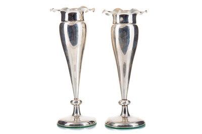 Lot 1236 - PAIR OF CHINESE SILVER SOLIFLEUR VASES