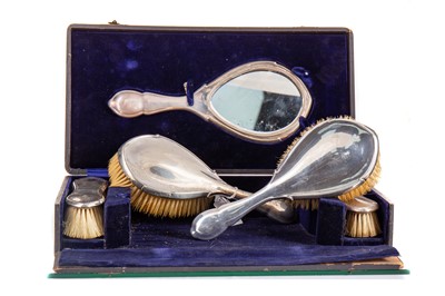 Lot 3 - EDWARDIAN SILVER DRESSING TABLE SET