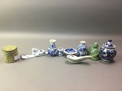 Lot 196 - THREE RESIN FIGURES OF CHINESE IMMORTALS