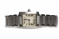 Lot 817 - LADY'S CARTIER TANK FRANCAISE STAINLESS STEEL...