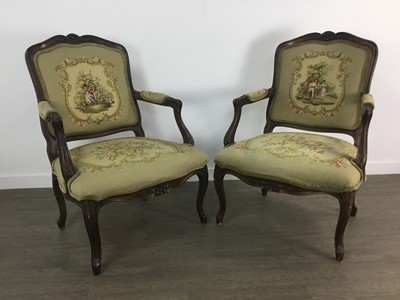 Lot 265 - PAIR OF FRENCH STYLE PARLOUR ARMCHAIRS