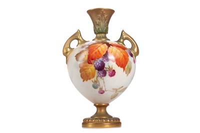 Lot 806 - M. BLAKE FOR ROYAL WORCESTER, TWIN-HANDLED VASE