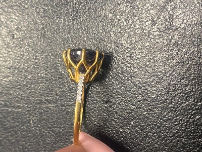 Lot 682 - MYSTIC TOPAZ AND DIAMOND RING