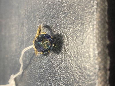 Lot 682 - MYSTIC TOPAZ AND DIAMOND RING