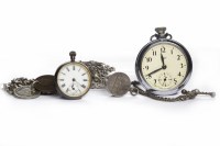 Lot 831 - SILVER CURB LINK WATCH CHAIN with four various...