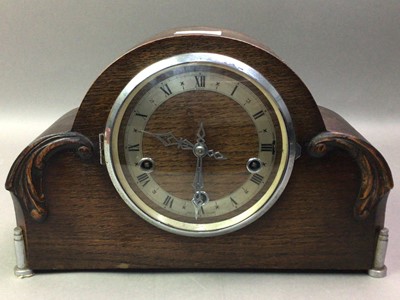 Lot 244 - OAK CASED MANTEL CLOCK