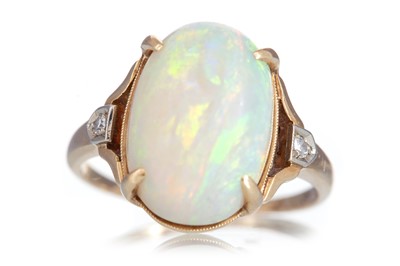 Lot 690 - OPAL AND DIAMOND RING