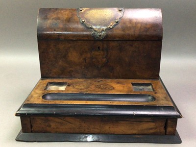 Lot 347 - VICTORIAN WALNUT DESK STATIONERY BOX