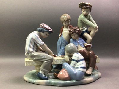 Lot 359 - LARGE NAO FIGURE GROUP OF 'BOYS PLAYING CARDS'