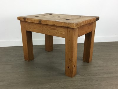 Lot 420 - PINE STORAGE CHEST, COFFEE TABLE AND NARROW CHEST OF DRAWERS