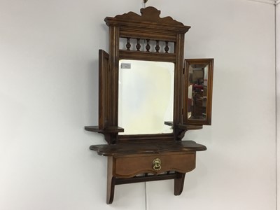 Lot 414 - WALNUT TRIPLE WALL MIRROR