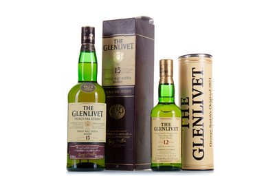 Lot 37 - GLENLIVET 15 YEAR OLD AND 12 YEAR OLD 35CL