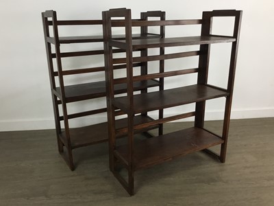 Lot 370 - TWO FOLDING WOODEN BOOKSTANDS