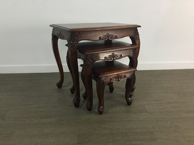 Lot 439 - MAHOGANY NEST OF THREE TABLES