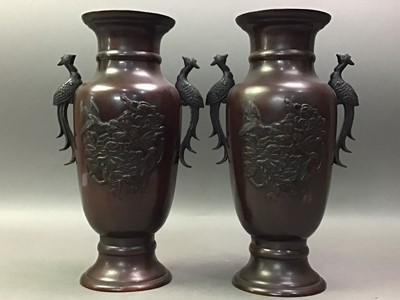 Lot 446 - PAIR OF JAPANESE BRONZE VASES